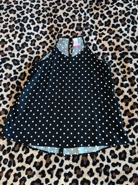 Black Polka Dot Tank Top key hole back size small
